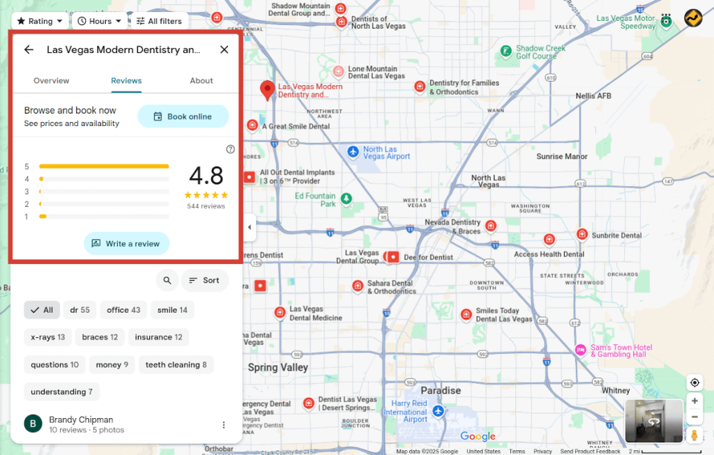 Even a Dental Practice with 544 reviews will have some lower than 5 stars
