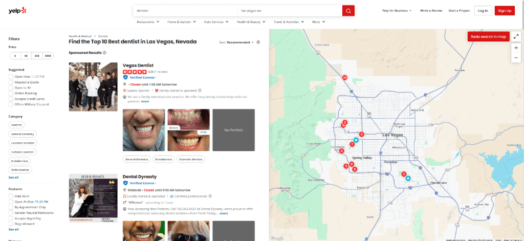 Yelp Reviews for Las Vegas Dentists