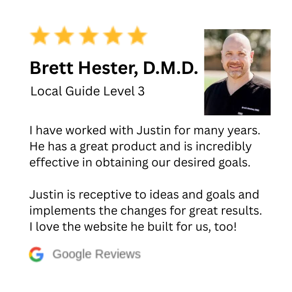 Brett Hester DMD Local Guide Level 3 review of Dental Marketing Guy
