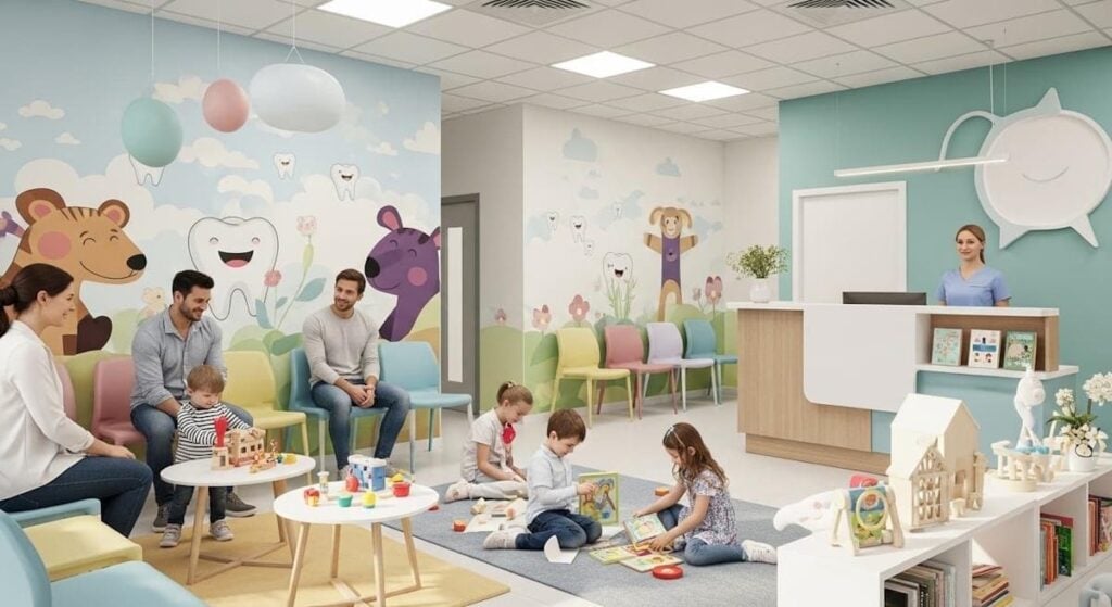 SEO for pediatric dentists: A group of children sitting on the floor in a room.