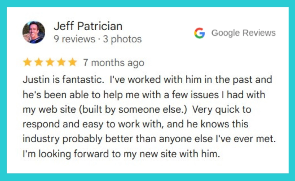 This customer gives an enthusiastic Google Review about working with us. 